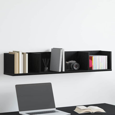 vidaXL Wall Shelf Black oak 100 x 18 x 18 cm Engineered Wood