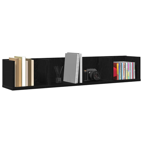 vidaXL Wall Shelf Black oak 100 x 18 x 18 cm Engineered Wood