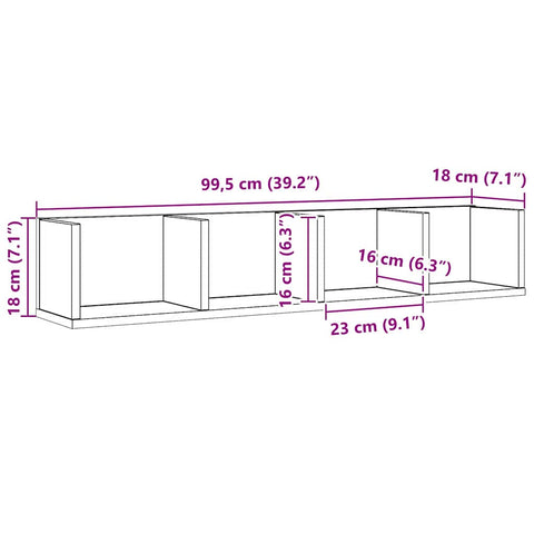 vidaXL Wall Shelf Black oak 100 x 18 x 18 cm Engineered Wood