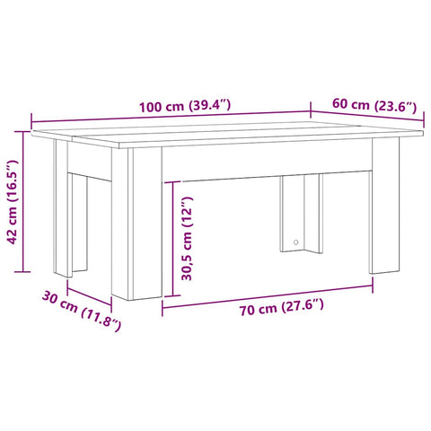 vidaXL Coffee Table Black oak 100 x 60 x 42 cm Engineered wood