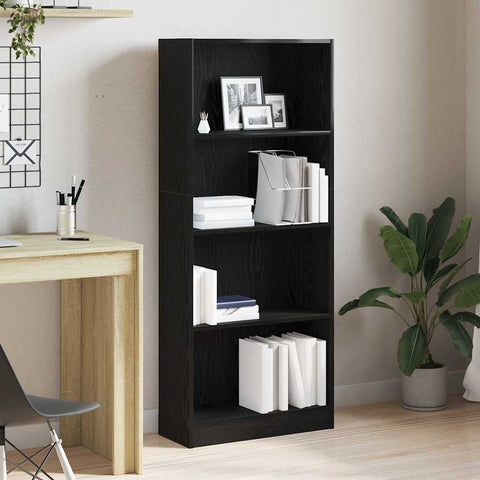 vidaXL Bookcase Black oak 60 x 24 x 143 cm Engineered wood