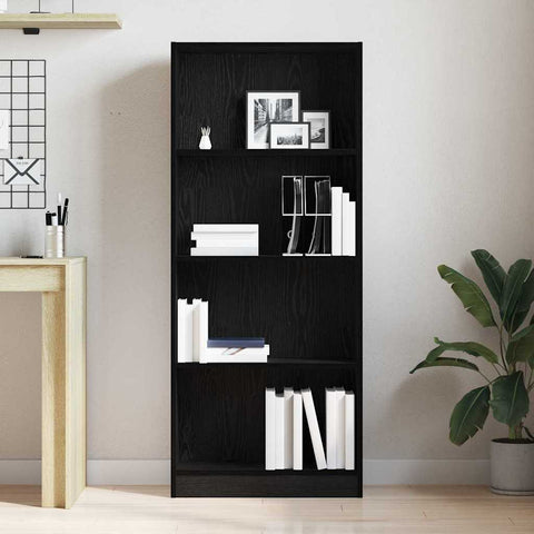 vidaXL Bookcase Black oak 60 x 24 x 143 cm Engineered wood