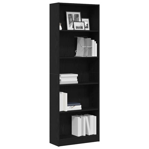 vidaXL Bookcase Black oak 60 x 24 x 176 cm Engineered wood
