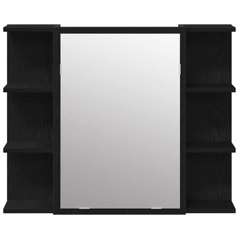 vidaXL Mirror Cabinet Black Oak 80 x 20.5 x 64 cm Engineered Wood