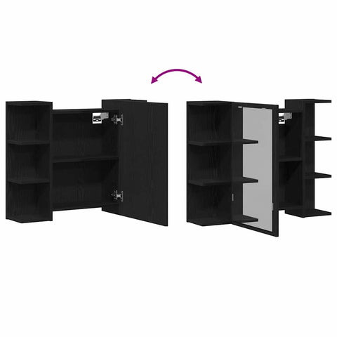 vidaXL Mirror Cabinet Black Oak 80 x 20.5 x 64 cm Engineered Wood