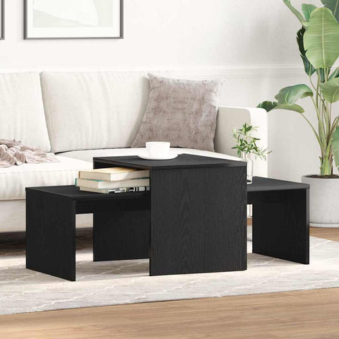 vidaXL Black Oak Nesting Tables - 100x48x40 cm - Made from Engineered Wood