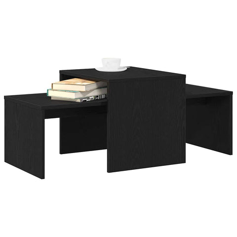 vidaXL Black Oak Nesting Tables - 100x48x40 cm - Made from Engineered Wood