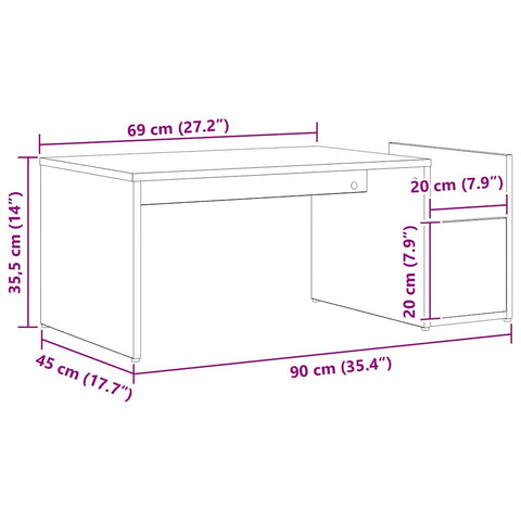 vidaXL Coffee Table Black Oak 90 x 45 x 35 cm Engineered Wood