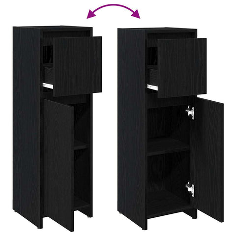 vidaXL Bathroom Cabinet Black Oak 30 x 30 x 95 cm Engineered Wood