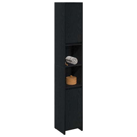 vidaXL Bathroom Cabinet Black Oak 30 x 30 x 183.5 cm Engineered Wood