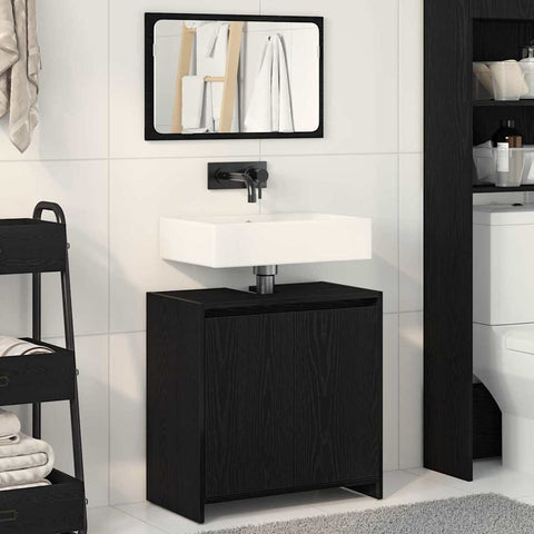 vidaXL Bathroom Cabinet Black Oak 60 x 33 x 61 cm Engineered Wood