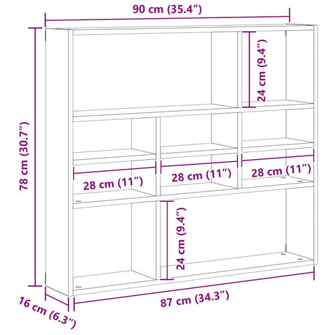 vidaXL Wall Shelf Black Oak 90x16x78 cm Engineered Wood