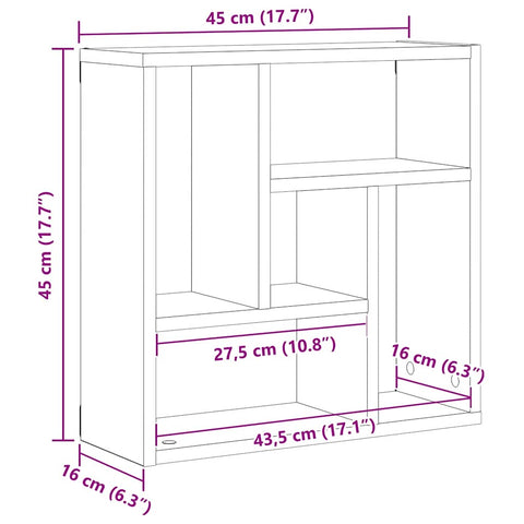 vidaXL Wall Shelf Black Oak 45x16x45 cm Engineered Wood