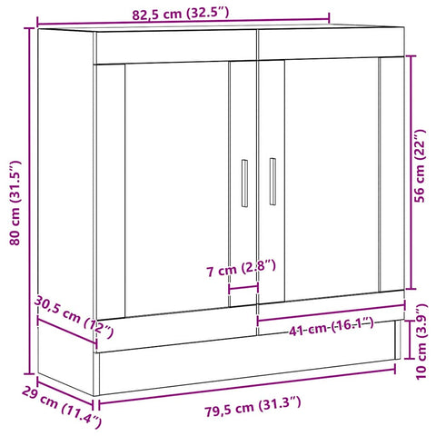 vidaXL Book Cabinet Black oak 82.5 x 30.5 x 80 cm Engineered wood