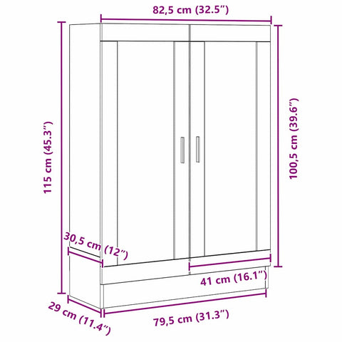 vidaXL Book Cabinet Black oak 82.5 x 30.5 x 115 cm Engineered wood
