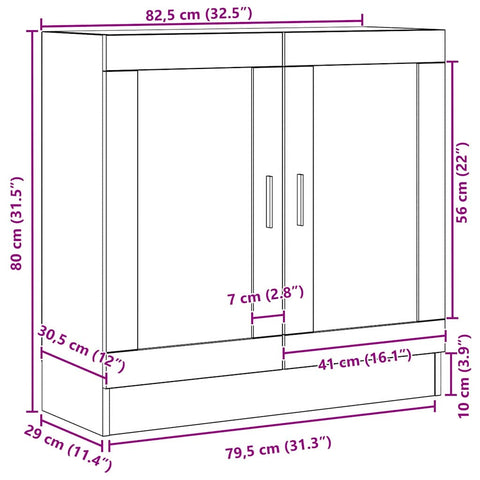 vidaXL Book Cabinet Black oak 82.5 x 30.5 x 80 cm Engineered Wood