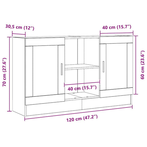 vidaXL Sideboard Black 120 x 30.5 x 70 cm Engineered wood