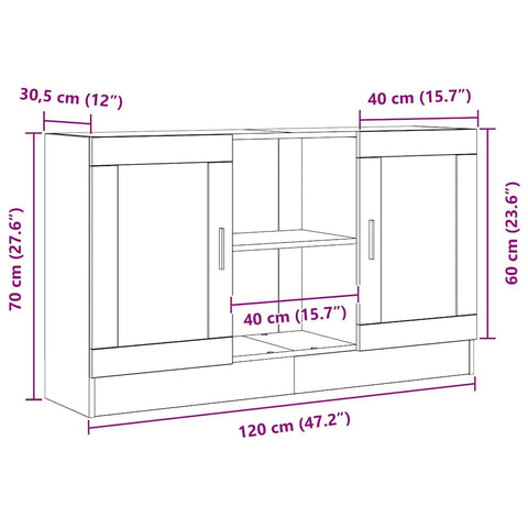vidaXL Sideboard Black 120 x 30.5 x 70 cm Engineered wood