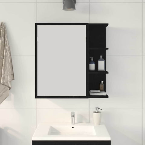 vidaXL Bathroom Mirror Cabinet with Door Black Oak 62.5 x 20.5 x 64 cm
