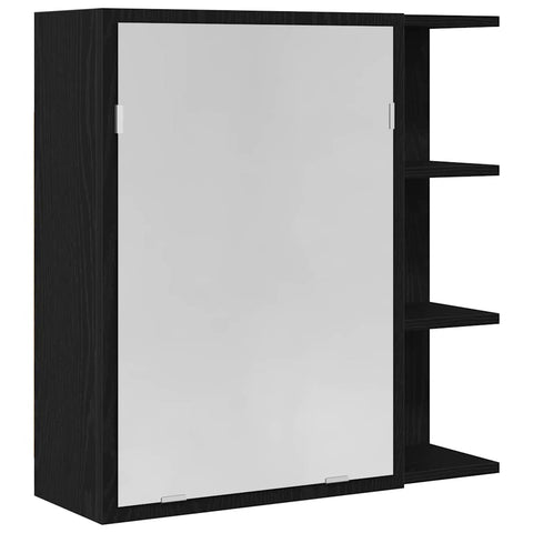 vidaXL Bathroom Mirror Cabinet with Door Black Oak 62.5 x 20.5 x 64 cm