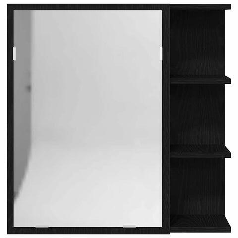 vidaXL Bathroom Mirror Cabinet with Door Black Oak 62.5 x 20.5 x 64 cm