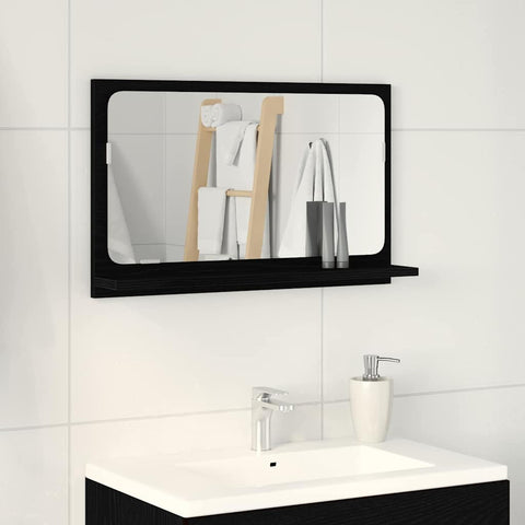 vidaXL Mirror Shelf Black Oak 60 x 10.5 x 37 cm Engineered Wood