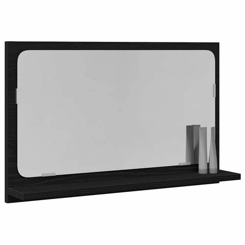 vidaXL Mirror Shelf Black Oak 60 x 10.5 x 37 cm Engineered Wood