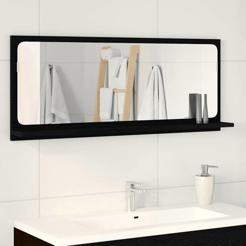 vidaXL Mirror Shelf Black oak 90 x 10.5 x 37 cm Engineered Wood