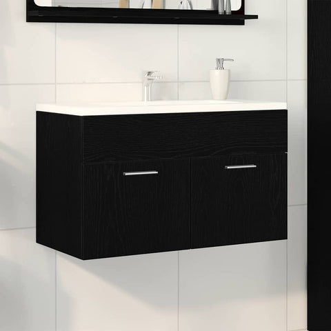 vidaXL Sink cabinet Black Oak 38.5 x 100 x 46 cm Engineered Wood