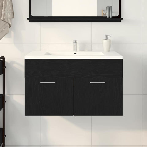 vidaXL Sink cabinet Black Oak 38.5 x 100 x 46 cm Engineered Wood