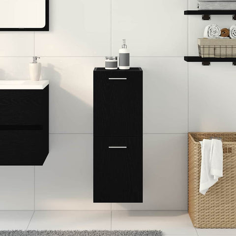 vidaXL Bathroom Cabinet Black Oak 30 x 30 x 80 cm Engineered wood