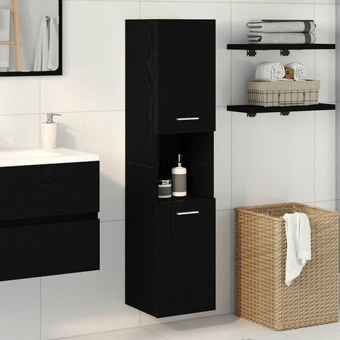 vidaXL Bathroom Cabinet Black Oak 30 x 30 x 130 cm Engineered Wood