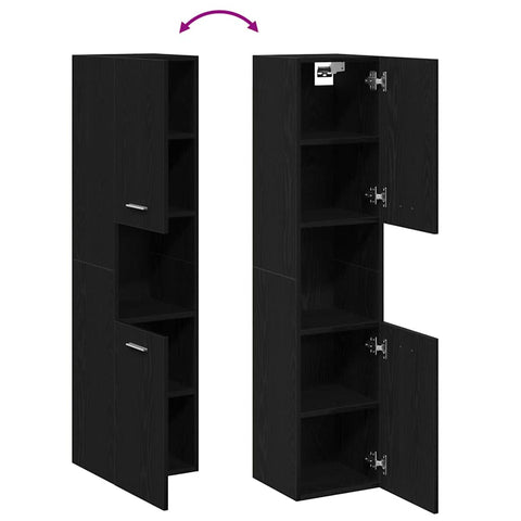 vidaXL Bathroom Cabinet Black Oak 30 x 30 x 130 cm Engineered Wood