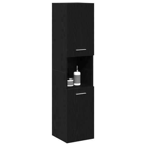 vidaXL Bathroom Cabinet Black Oak 30 x 30 x 130 cm Engineered Wood