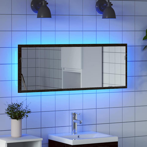 vidaXL LED Bathroom Mirror Black oak 100 x 8.5 x 37 cm Engineered Wood