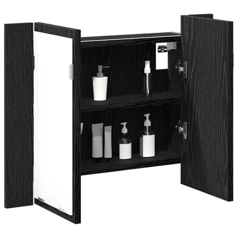 vidaXL Bathroom Mirror Cabinet with Shelf Black oak 60 x 12 x 45 cm