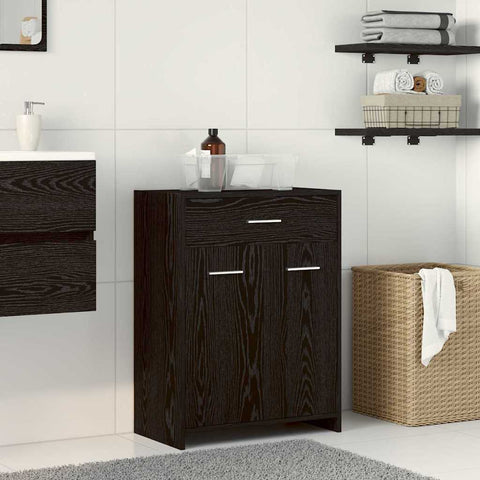 vidaXL Bathroom Cabinet Black Oak 60 x 33 x 80 cm Solid Oak wood