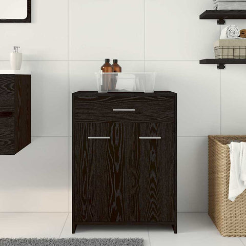 vidaXL Bathroom Cabinet Black Oak 60 x 33 x 80 cm Solid Oak wood