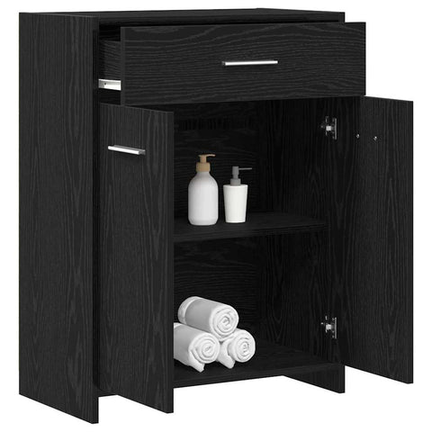 vidaXL Bathroom Cabinet Black Oak 60 x 33 x 80 cm Solid Oak wood