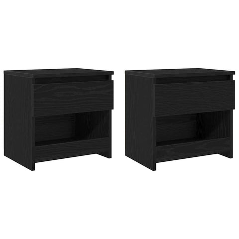 vidaXL Bedside Cabinet 2 pcs Black Oak 40 x 30 x 39 cm Engineered wood