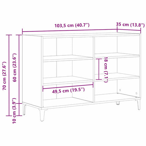 vidaXL Sideboard Black 103.5 x 35 x 70 cm Engineered wood
