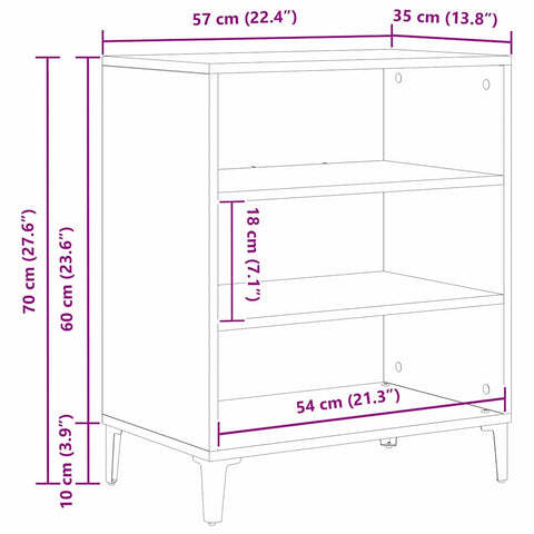 vidaXL Sideboard Black oak 57 x 35 x 70 cm Engineered Wood