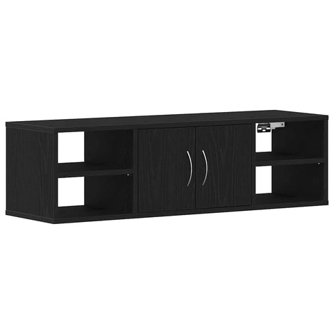 vidaXL Wall Shelf with Door Black oak 140 x 41 x 75 cm Engineered Wood