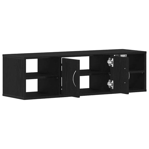 vidaXL Wall Shelf with Door Black oak 140 x 41 x 75 cm Engineered Wood
