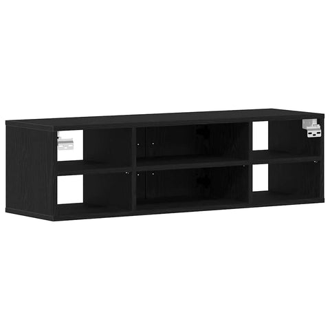vidaXL Wall Shelf with Door Black oak 140 x 41 x 75 cm Engineered Wood