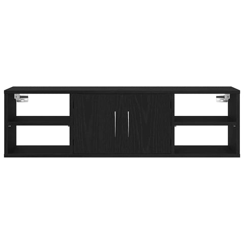 vidaXL Wall Shelf with Door Black oak 140 x 41 x 75 cm Engineered Wood