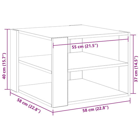 vidaXL Coffee Table Black oak 59.5 x 59.5 x 40 cm Engineered wood