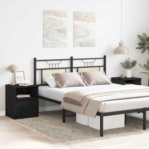 vidaXL Bedside Cabinet 2 pcs Black oak 40 x 40 x 50 cm Engineered wood