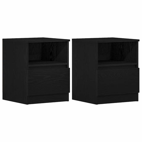 vidaXL Bedside Cabinet 2 pcs Black oak 40 x 40 x 50 cm Engineered wood