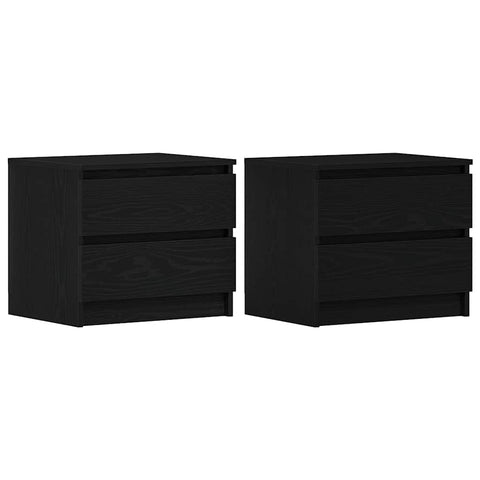 vidaXL Bedside Cabinet with Drawer 2 pcs Black Oak 50 x 40 x 43.5 cm